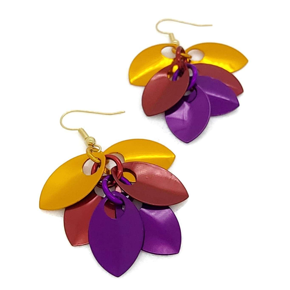 Earrings - Short Leafy Cascade (Sunset) by Rebeca Mojica