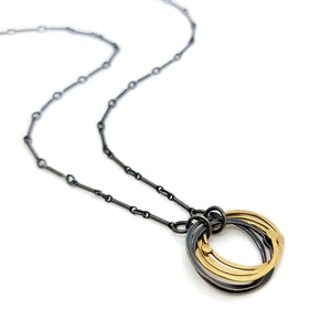 Necklace - Tree Ring Tiny in Mixed Metal by Allison Kallaway
