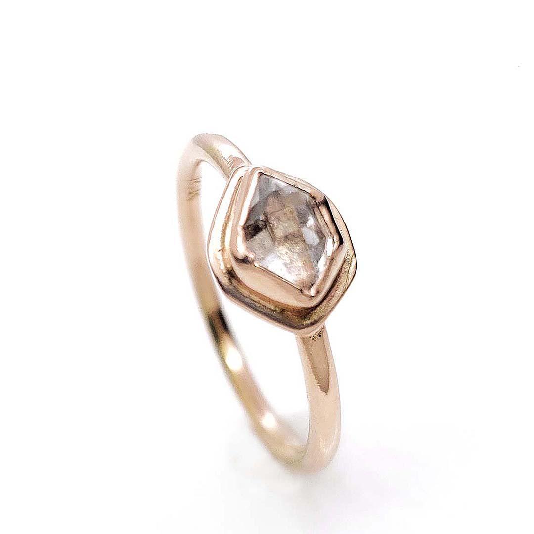 Ring - Size 5 (Custom Sizing Available) - Glacier Mini Horizontal Herkimer in 14k Rose Gold by Stórica Studio
