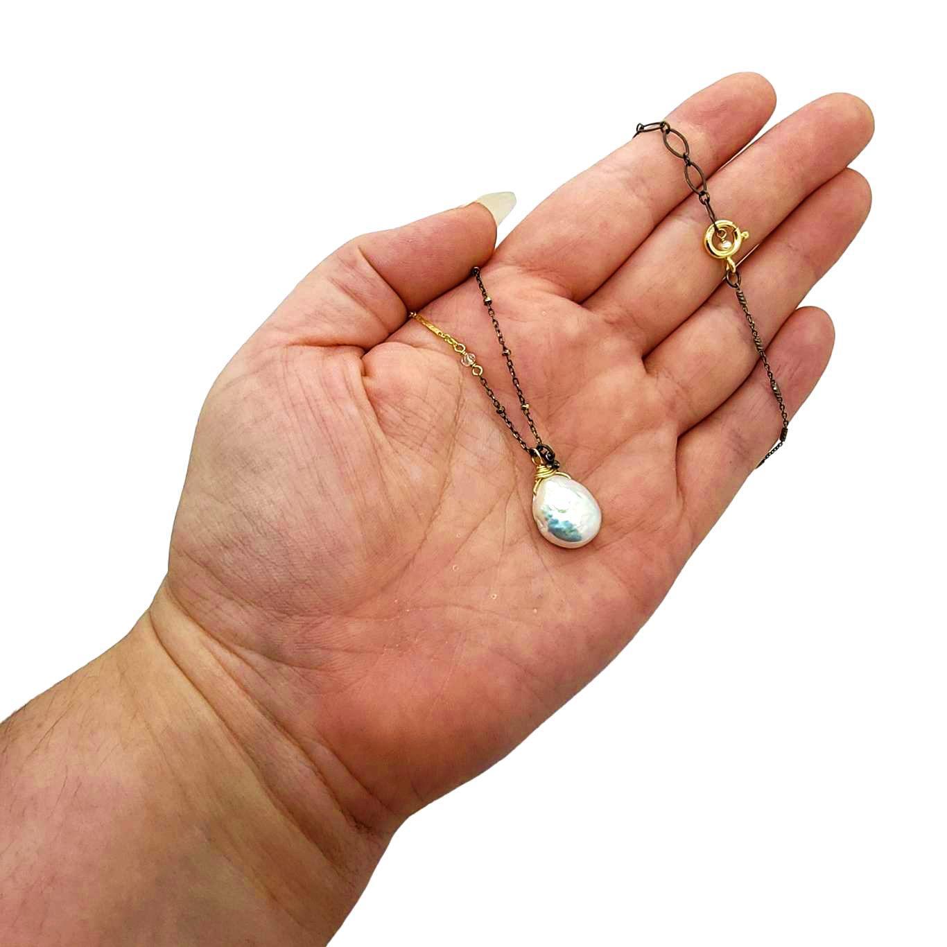 Necklace - Large Pearl Pendant by Calliope Jewelry