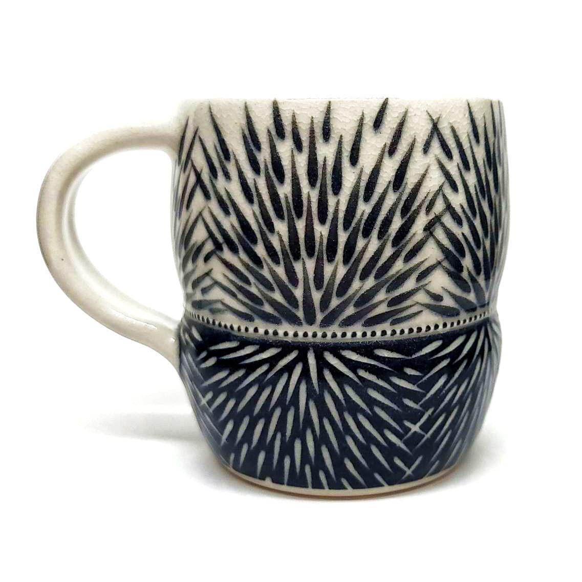 Mug - Small in Monochrome Mirrored Bursts by Britt Dietrich Ceramics