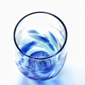 Stemless Wine Glasses - Blue Vino Breve by Furnace Glassworks