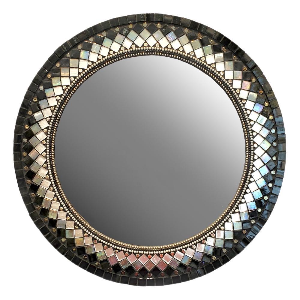 Mosaic Mirror - 19in Round in Ebony by Zetamari Mosaic Artworks