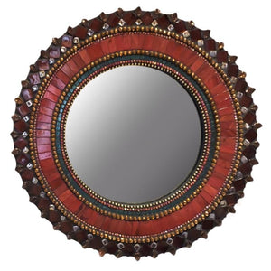 Mosaic Mirror - 13in Round in Red by Zetamari Mosaic Artworks