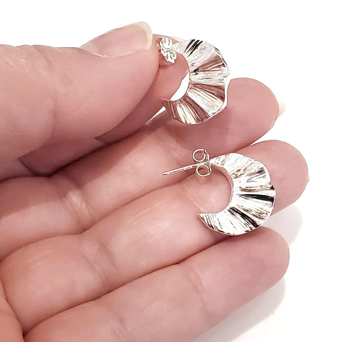 Earrings - Wave Hoops in Sterling Silver by Corey Egan