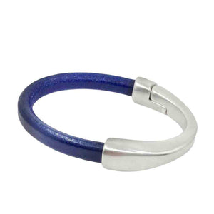 Bracelet - Breakaway in Cobalt Blue Leather with Silver by Diana Kauffman Designs