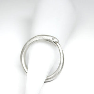 Ring - Diamond-Eyed Ouroboros Snake in Sterling Silver by Michelle Chang