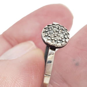 Ring - Size 7.5, 8.5 - 6mm Pavé Diamond on Notched Band in Sterling Silver by 314 Studio