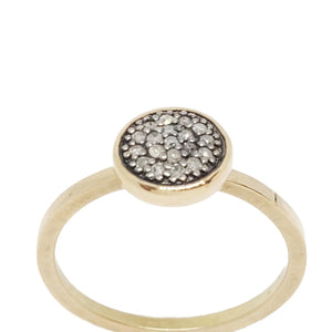Ring - Size 7 (Custom Sizing Available) - 8mm Pavé Diamond on Notched Band in 14k Yellow Gold by 314 Studio